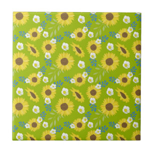 Girassol Amarelo Flor Floral Fundo Verde