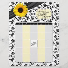 Girassol Amarelo Floral Preto Bingo de Chá de Noiv