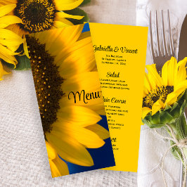 Girassol Amarelo no Menu Casamento Azul
