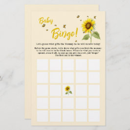 Girassol com Borboletas Bebê Bingo Folheto