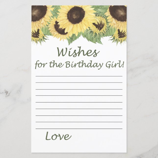 girassol Deseja a aniversariante (Frente)