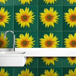 Girassol Elegante (Arte de Parede Floral) Verde Es