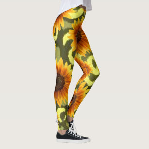 girassol flores sortidas leggings longa adolescent