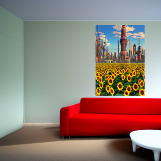 Girassol fora da cidade | AI Art Poster