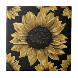 Girassol Ousado Dourado em Preto