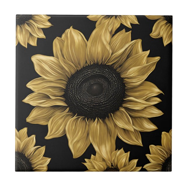 Girassol Ousado Dourado em Preto (Frente)