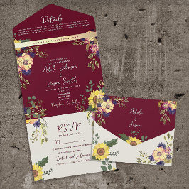 Girassol Outono Flor Silvestre Borgonha Casamento