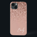 Girassol Rosa Rosa Rosa Rosa Rosa Dourada Monogram<br><div class="desc">Rosa Dourado feminino - Faísca rosa pincelada e esfregando brilho no nome do monograma de metal escovado e no telefone inicial. Isto faz o doce e perfeito aniversário de 16 anos, casamento, chá de panela, aniversário, chá de fraldas ou festa de solteira presente para alguém que ama luxo de luxo...</div>