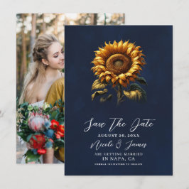 Girassol Rústico Azul Convite de Casamento Salve a