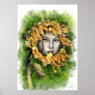 Girassol Surrealismo Poster Impressão - Pintura