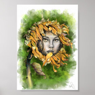 Girassol Surrealismo Poster Impressão - Pintura