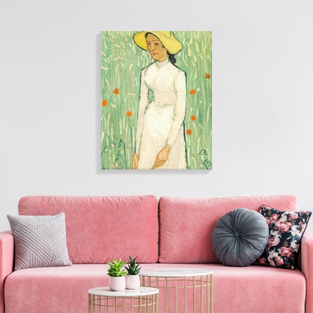 Girl in White Van Gogh Canvas Print (Insitu(Sala de estar))