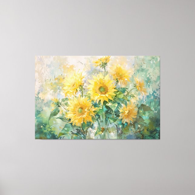 *~* Girl Sun Flowers TV2 Stretered Canvas Print (Frente)