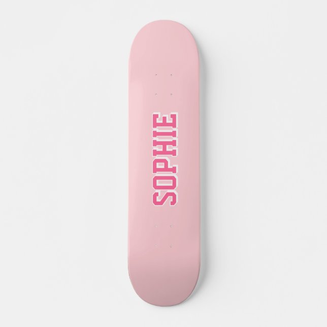 Girl Varsity Pink Skateboard Personalized Name (Frente)