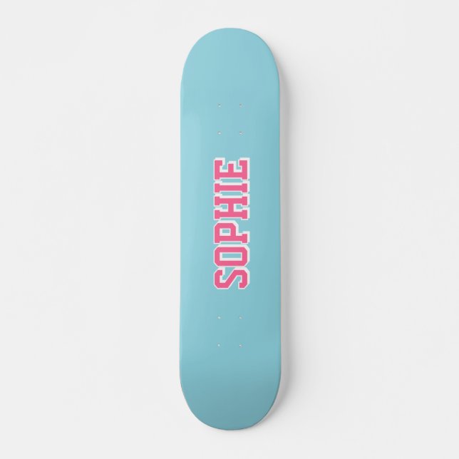 Girl Varsity Pink Skateboard Personalized Name (Frente)