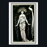"Girl With Peacock" Art Deco Poster 13 x 19<br><div class="desc">Bela obra Deco de George Barbier - 13 x 19</div>