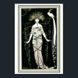 "Girl With Peacock" Art Deco Poster 13 x 19<br><div class="desc">Bela obra Deco de George Barbier - 13 x 19</div>