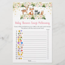 Girl Woodland Floral Emoji Pictionary Game