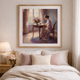 Girl writing a letter to Mom Poster