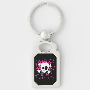 Girliy Caveira Branca chaveiro Preto