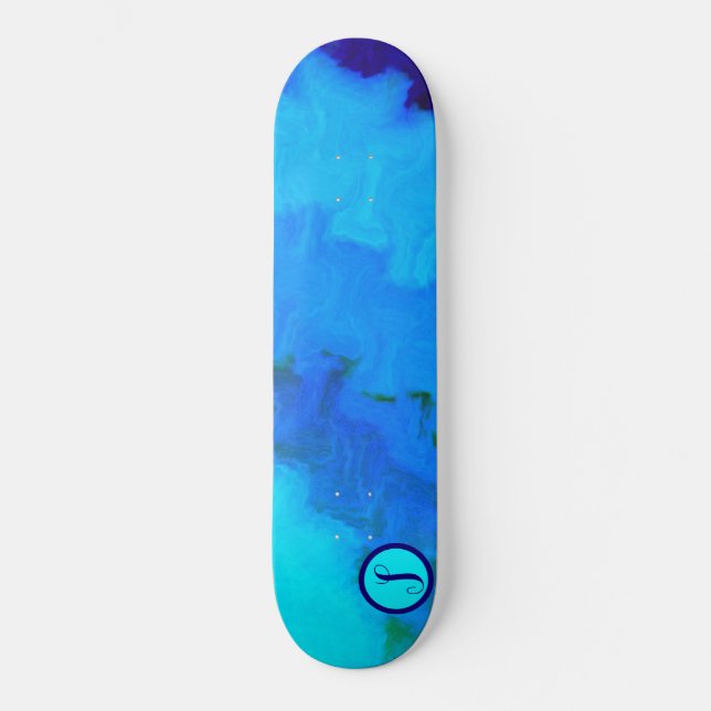 Girls Blue Tie Monograma Skateboard (Frente)