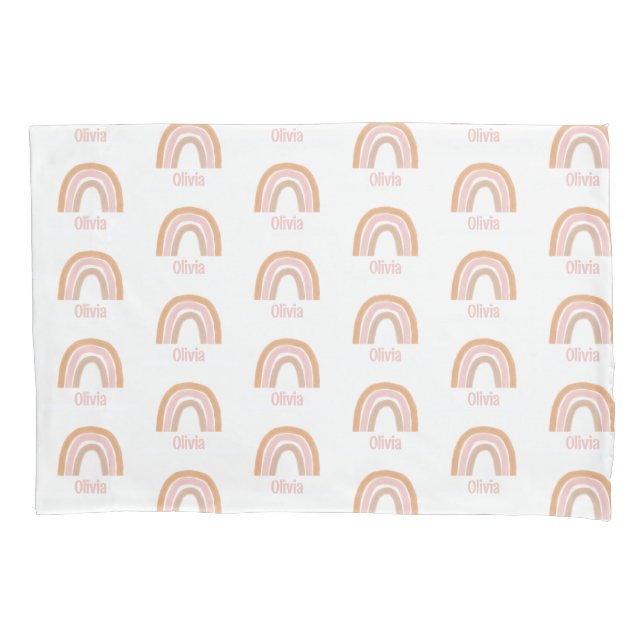 Girls Cute Pink Boho Watercolor Nome Arco-Íris (Frente)