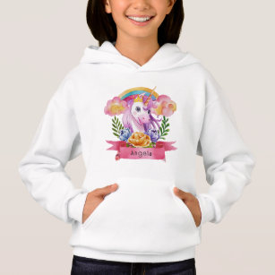 Girls Cute Purple Unicorn Rainbow Nome Personaliza