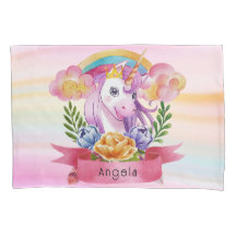 Girls Cute Purple Unicorn Rainbow Nome Personaliza