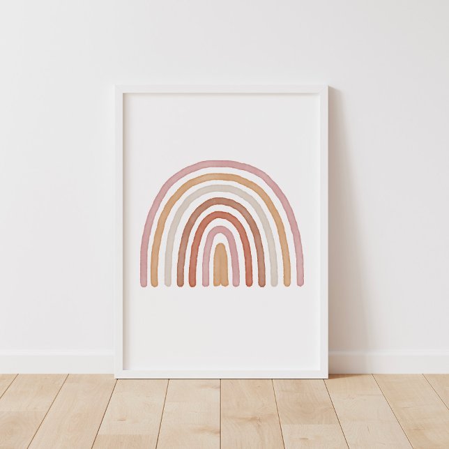 Girls Earthy Boho Rainbow Nursery Poster (Criador carregado)