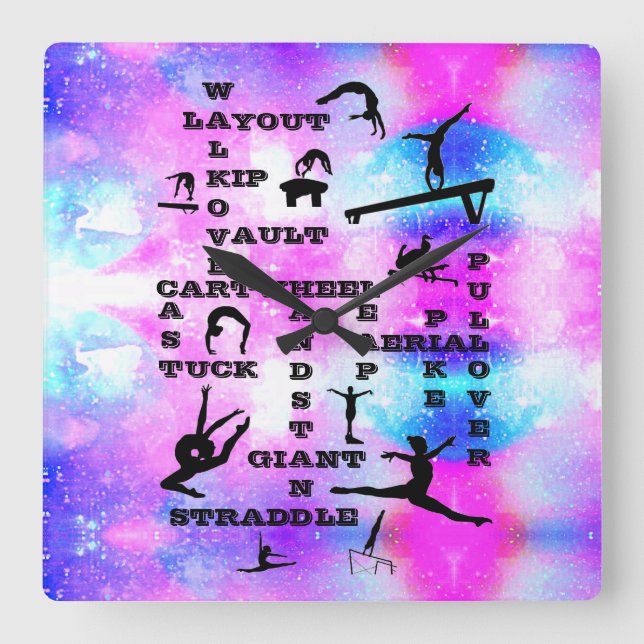 Girls Gymnastics Habilidades com Relógio de Parede (Frente)