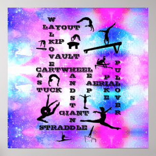 Girls Gymnastics Habilita Poster de Palavras Cruza