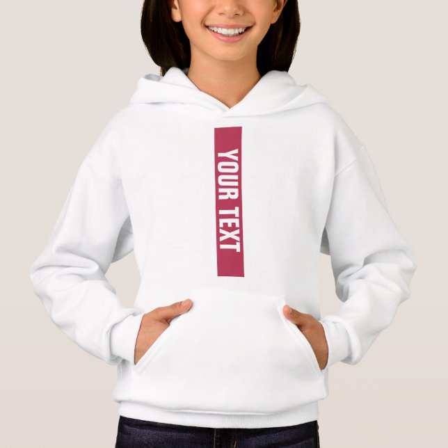 Girls Hoodies White Viva Magenta Texto de Nome Per (Frente)