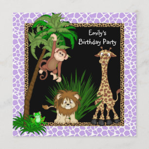 Girls Jungle Safari Convites de festas de aniversá