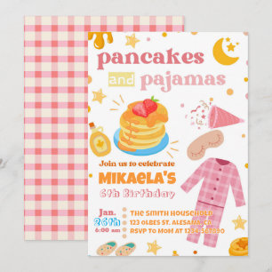 Girls Pancakes e Pajamas Convite de Aniversário