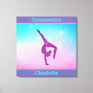 Girls Pastel Gymnastics Stretch Canvas Print
