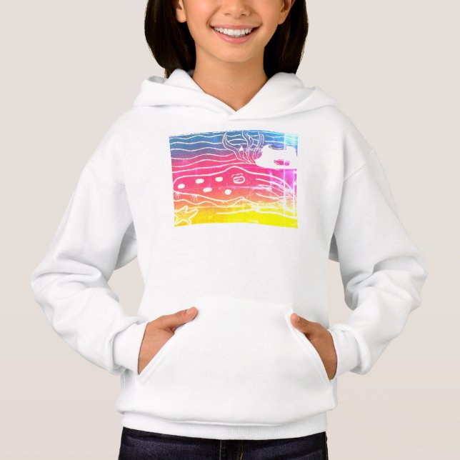 Girls Pullover Hoodie Rainbow Cuttlefish (Frente)