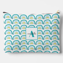 Girls Rainbow turquoise monograma