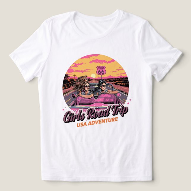 Girls Road Trip – USA Adventure Vintage T-Shirt (Design frontal)