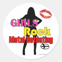Girls Rock Metal Detectando Adesivos Redondos