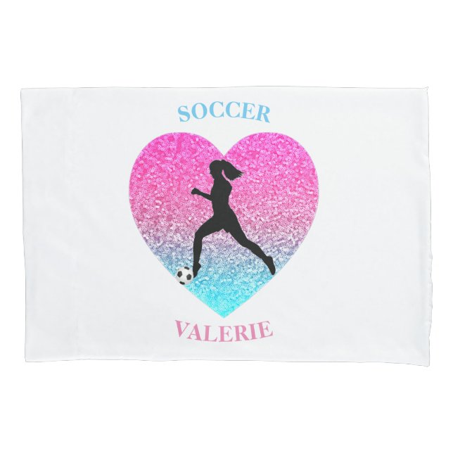 Girls Soccer Personalizado Pillowcase (Frente)