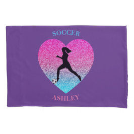 Girls Soccer Personalizado Púrpura Pillowcase