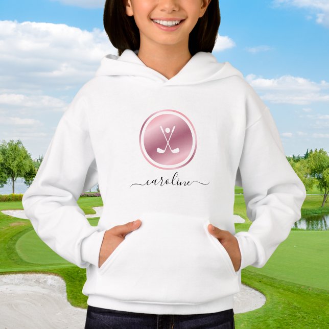 Girls Sports Golf Pink Rose Nome do Golfer Dourado (Criador carregado)