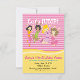 Girls Trampoline Convite de aniversário