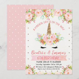 Girls Twins Ou Convite De Aniversário Misto Do Un