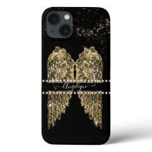 Girly Angel Wings Dourado Sparkle Diamond Jewels