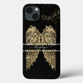 Girly Angel Wings Dourado Sparkle Diamond Jewels