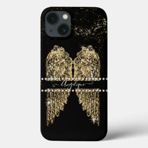 Girly Angel Wings Dourado Sparkle Diamond Jewels