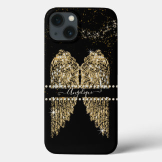 Girly Angel Wings Dourado Sparkle Diamond Jewels