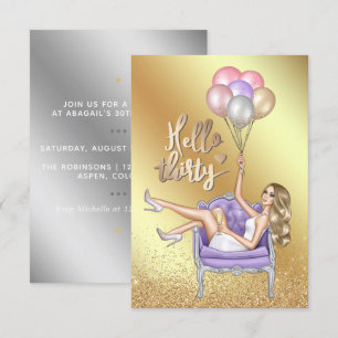 Girly aniversário de 30 anos Convite de festas