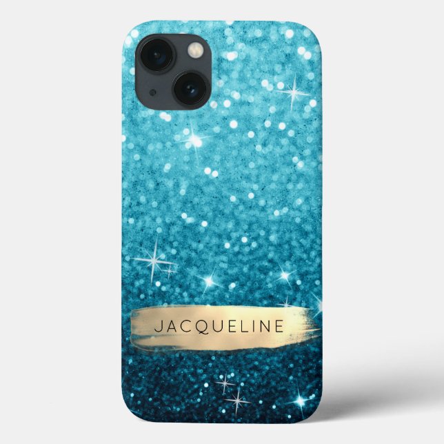 Girly Blue Glitter n Dourado Pincel Stroke Stars N (Verso)